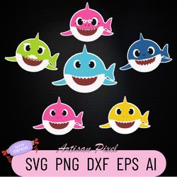 Family Shark Bundle SVG, Family Matching Shirts Svg, Birthday Shark Svg, Shark Birthday Svg, Shark Doo Doo Svg, PNG, DXF