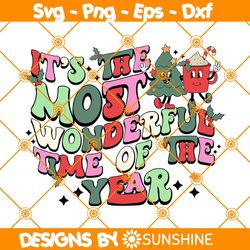 Its The Most Wonderful Time Of The Year Svg, Christmas Svg, Retro Christmas Svg, Groovy Christmas Svg, Vintage Christmas