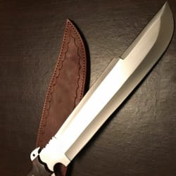 replica knife predator movie, bowie hunting knife full tang, hunting knife with leather sheath