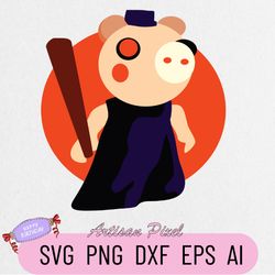 piggy roblox svg, piggy horror roblox svg, piggy svg, roblox game svg, piggy with baseball svg, halloween svg