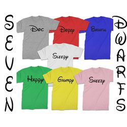 seven dwarfs t-shirt, cheap halloween costume for groups - men's, women's, youth, toddler, dress-up for the whole family