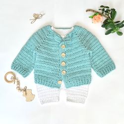 Baby chunky sweater oversize Crochet Pattern 6/12/18 months Baby Cardigan for boy pullover diy for girl warm Infant kids