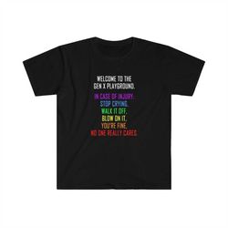 welcome to the gen x playground t-shirt