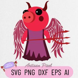 Piggy Devil Svg, Piggy Svg, Piggy Roblox Svg, Piggy Horror Roblox Svg Png Dxf Eps Cut File Instant Download