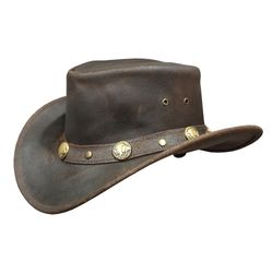 Buffalo Replica Coin Band Distressed Waxed Leather Cowboy Hat