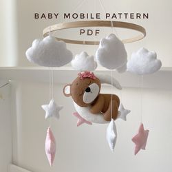 Bear ornament Bear moon PDF Pattern pdf sewing pattern woodland animals Digital Downloads plush pattern baby mobile patt