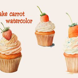 cupcake carrot watercolor