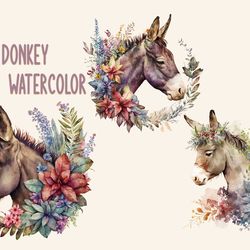 floral donkey watercolor