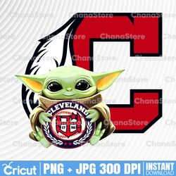 baby yoda with cleveland indians baseball png,  baby yoda mlb png, mlb png, sublimation ready, png files for sublimation