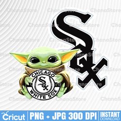 baby yoda with chicago white sox  baseball png,  baby yoda mlb png, mlb png, sublimation ready, png files