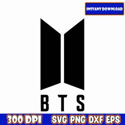 bts svg, kpop star svg, clean cut svg file, bts silhouette logo svg