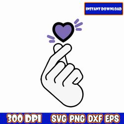 korean finger heart, bts svg