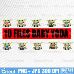 10 files baby yoda drink png, baby yoda png, sublimation ready, png files for sublimation,printing dtg printing