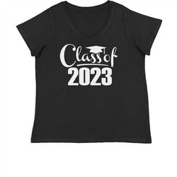 class of 2023 seniors graduation womens plus size v-neck t-shirt
