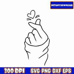 bts svg, bts love svg, finger heart svg, valentine's day svg, heart svg, bts clipart, svg, png, silhouette, cricut cut
