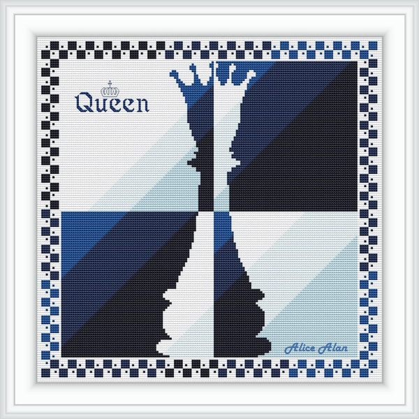Cross stitch pattern panel Chess piece Queen silhouette spor - Inspire ...