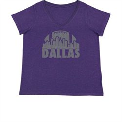 dallas texas skyline womens plus size v-neck t-shirt
