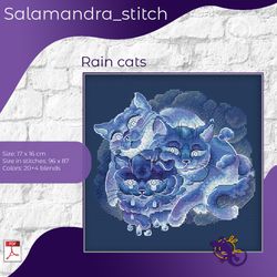 Rain cat, cross stitch