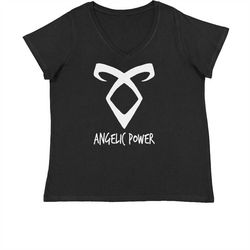 angelic power rune enkeli womens plus size v-neck t-shirt