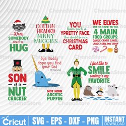 elf movie quotes & image bundle download svg, png, dxf eps, ai files buddy mr narwhal hat legs create christmas cards