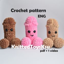 crochet amigurumi penis pattern with 3 hats, chicken penis crochet amigurumi easy pattern, Willy gift ideas pattern
