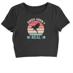 birds are not real color design cropped t-shirt