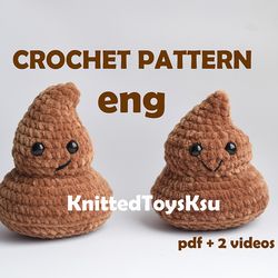 Positive poop crochet pattern, gag gift ideas poopy pattern, prank gift poo toy fake dog poop toilet theme pattern