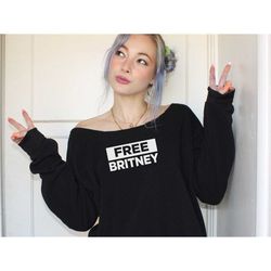 free britney slouchy off shoulder sweatshirt