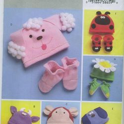 Butterick 4305 sewing patterns Toddler's Hats and Slippers, Vintage pattern, Instruction ENGLISH, Digital download PDF