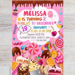 candy invitation, sweet candy birthday invitation