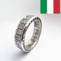 silver italian 500 lire coin ring - silver italian coin ring- italian jewelry - silver coin rings - ring from italia