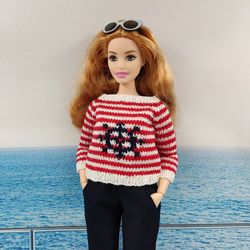 Barbie curvy clothes red striped sweater