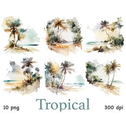 Tropical Landscape Clipart | Summer Paradise Backgrounds