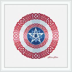 Cross stitch pattern shield Captain America celtic knot ornament silhouette superhero comics counted crossstitch pattern