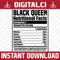 black history month nutrition facts black queen blm, freedom, black woman, since 1865 png sublimation