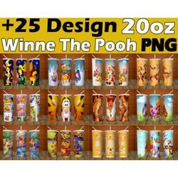25 winnie the pooh tumbler bundle, mega tumbler bundle, tumbler bundle design, sublimation tumbler bundle, 20oz
