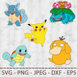 pokemon pikachu  svg png jpeg digital cut vector files for silhouette studio cricut design
