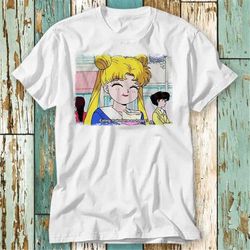 sailor moon eating makes me so happy t shirt top design unisex ladies mens tee retro fashion vintage shirt s842