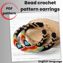 PDF bead crochet pattern, Ethnic hoop earrings pattern, Seed beads earrings pattern, Hoop earrings pattern, DIY