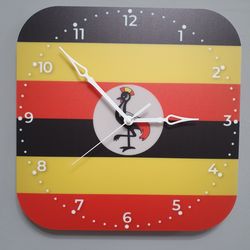 Ugandan flag clock for wall, Ugandan wall decor, Ugandan gifts (Uganda)