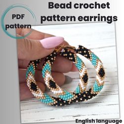 Hoop earrings pattern, Beaded pattern earrings, DIY jewelry, Make turquoise earrings, PDF file pattern, Beading patterns