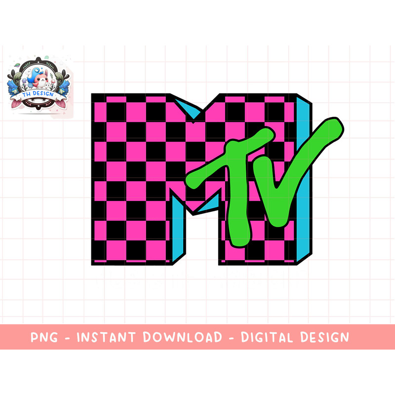Classic MTV Logo Pink And Blue Checker Design Sweatshirt copy.jpg