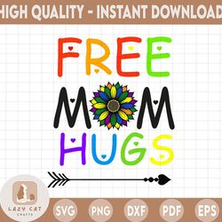 free mom hugs svg, daisy rainbow heart lgbt svg, pride month svg, pride flower svg, equality svg, funny gay pride svg