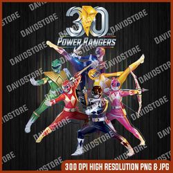 power rangers 30th anniversary mighty morphin vintage poster png, png high quality, png, digital download