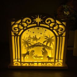 nativity of jesus pop-up card 3d - merry christmas paper cutting template files - svg files - digital templates ( 16x19c