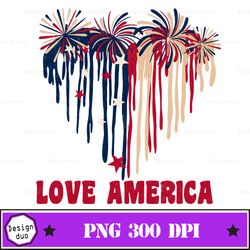 firework heart love america png, american love heart flag png, 4th of july png design, sublimation 4th of july png, happ