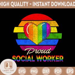 retro proud social worker rainbow flag png, proud lgbt png, social worker sublimation file, digital download