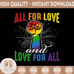 pride png, all for love - love for all, rainbow peace sign, png