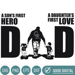 colorado rockies dad a sons first hero daughters first love svg, fathers day gift, baseball fan svg, dad shirt, fathers