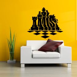 Chess Sticker, Chess On A Chessboard, Logic Game, Wall Sticker Vinyl Decal Mural Art Decor